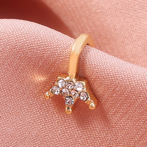 Gold rhinestone nose ring, mini crown rhinestone nose ring, piercing