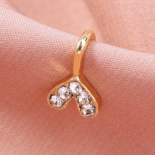 Gold rhinestone nose ring, mini crown rhinestone nose ring, piercing